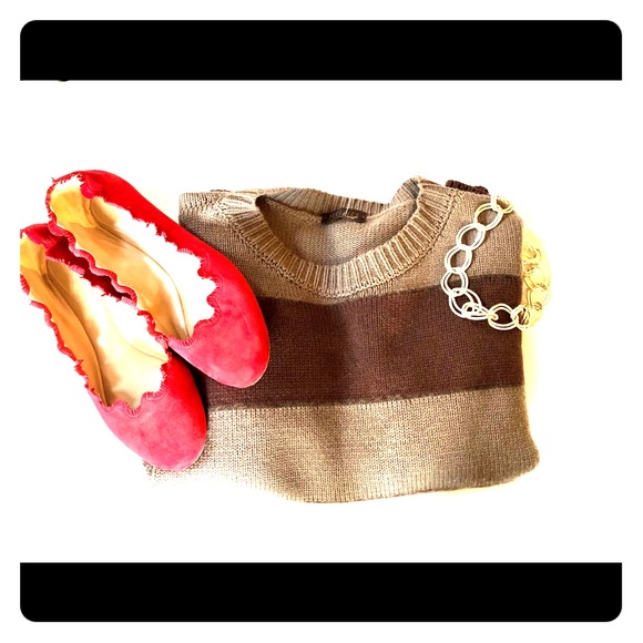 Peserico Tricot Brown Striped Wool Sweater Sz: 44 - Picture 1 of 7